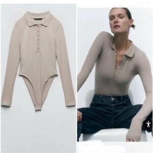 TWO Zara Ribbed Polo Bodysuits